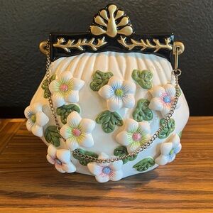 Vintage Floral Porcelain Coin Purse Decoration